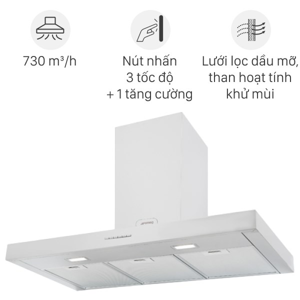 Máy hút mùi áp tường Smeg KBT900XE (536.84.493)